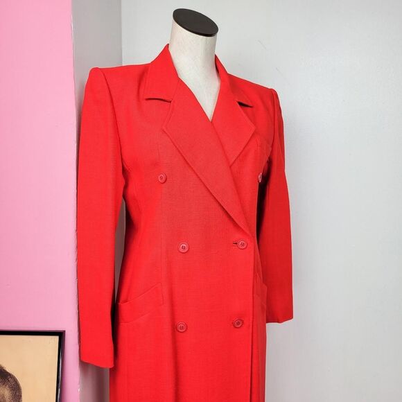 Vintage 80s Bright Red Custom Made Blazer Dress - Picture 5 of 8